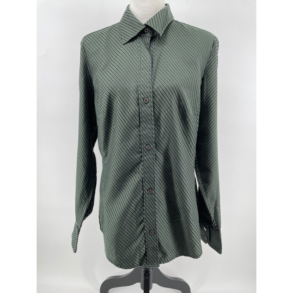 Banana Republic Button‎ Top Womens XL Green Dark Academia Modern Office Cotton